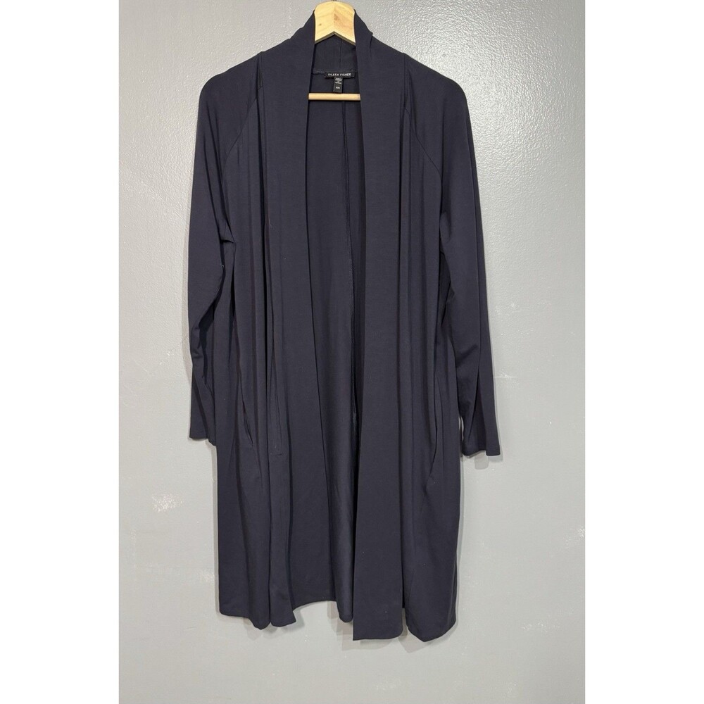 Eileen Fisher Long Cardigan Tencel Knit Duster Open Sweater Jacket Size M